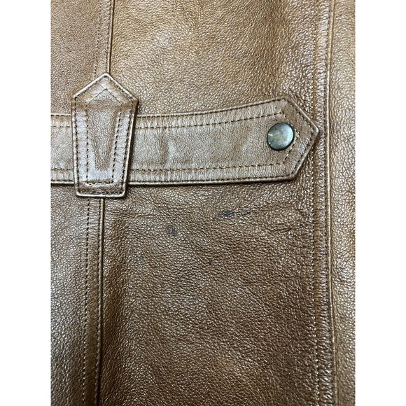 A.n.a Leather Jacket Womens Medium Brown Genuine Leather Zip Front Moto - Picture 8 of 15